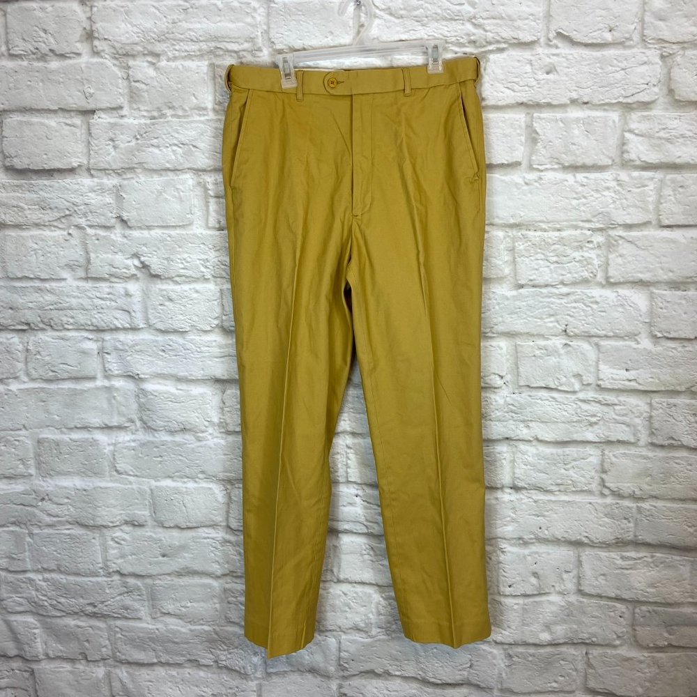 PETER CHRISTIAN Mens W 36 L 30 Mustard Flat Front Chinos Pants